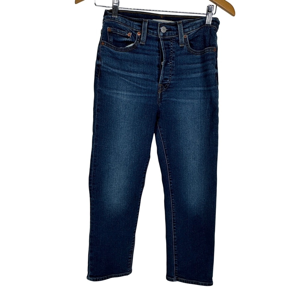 Levis Wedgie Straight Jeans Dark Wash High Rise Waisted Button Fly Size 27 Disco